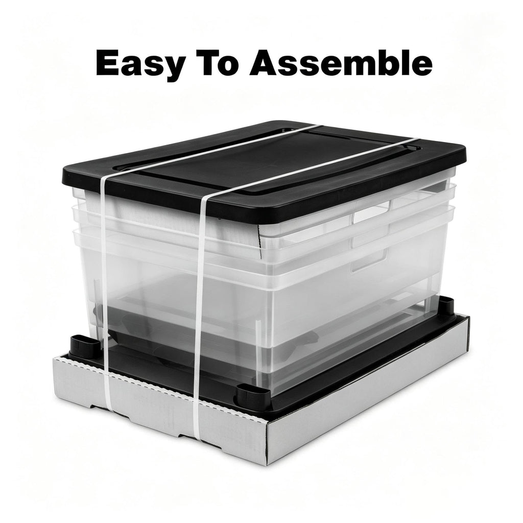 Wide Plastic 3-Drawer Storage Tower with Removable Clear Drawers B495