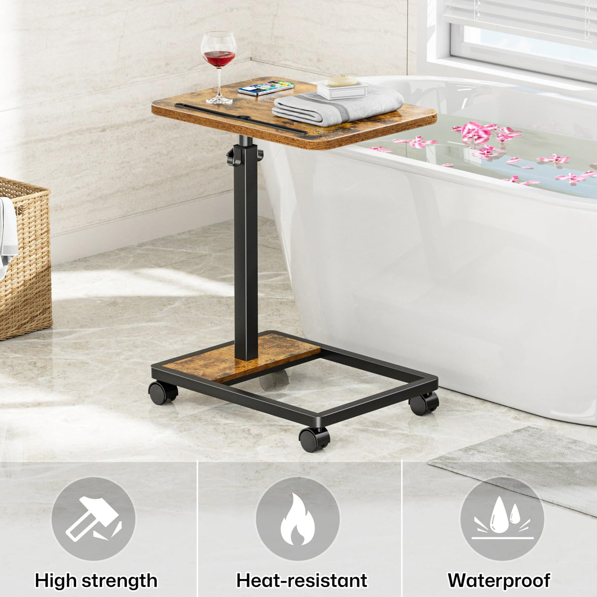Adjustable TV Tray Table with Wheels P760