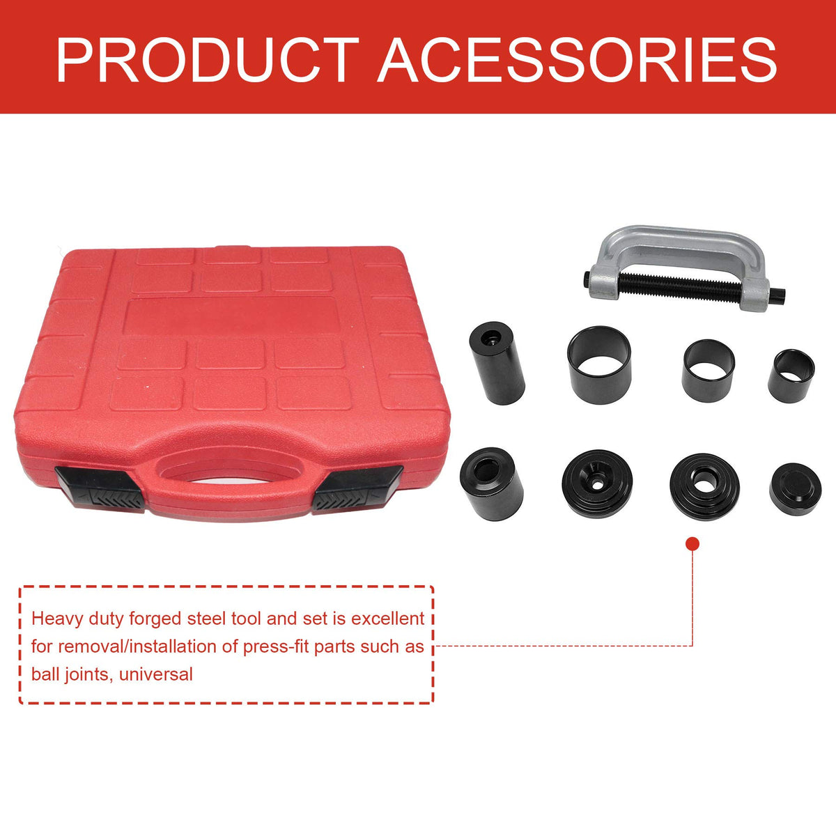 Heavy Duty Ball Joint Press & U Joint Removal Tool Kit with 4x4 Adapters F410341