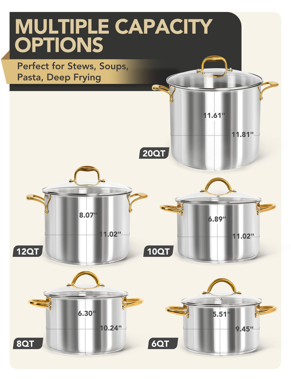 20 Quart Stainless Steel Stock Pot with Lid J9323