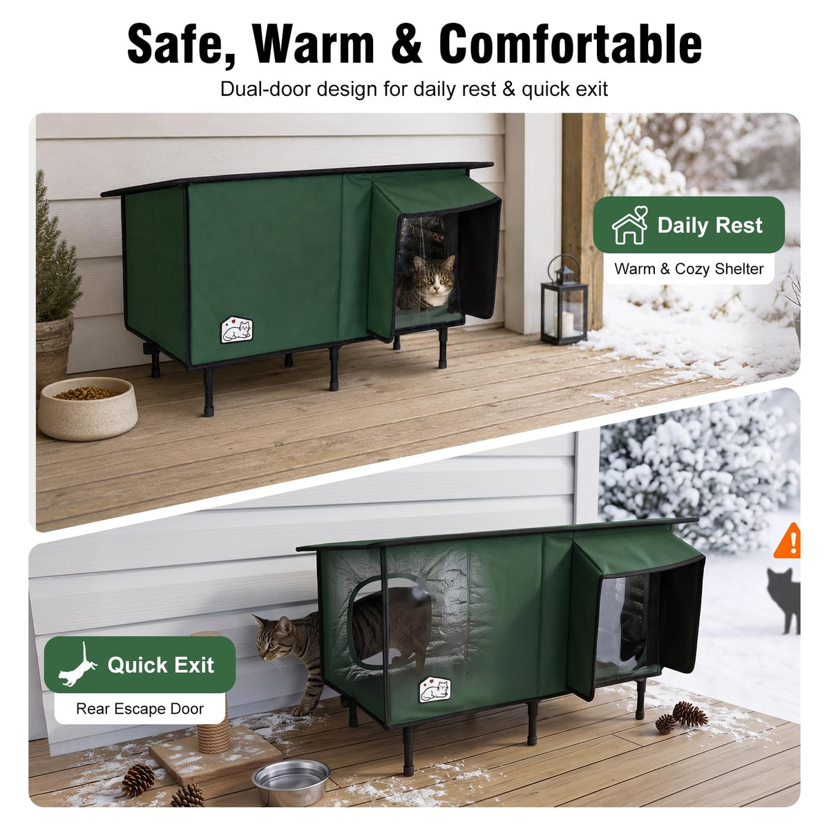 Weatherproof Insulated Heated Cat House with Heating Pad S1240