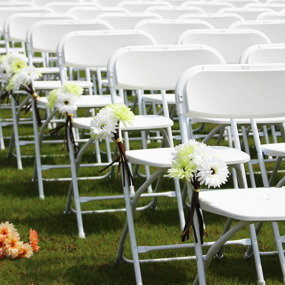 White Set of 10 Stackable Plastic Folding Chairs H8298