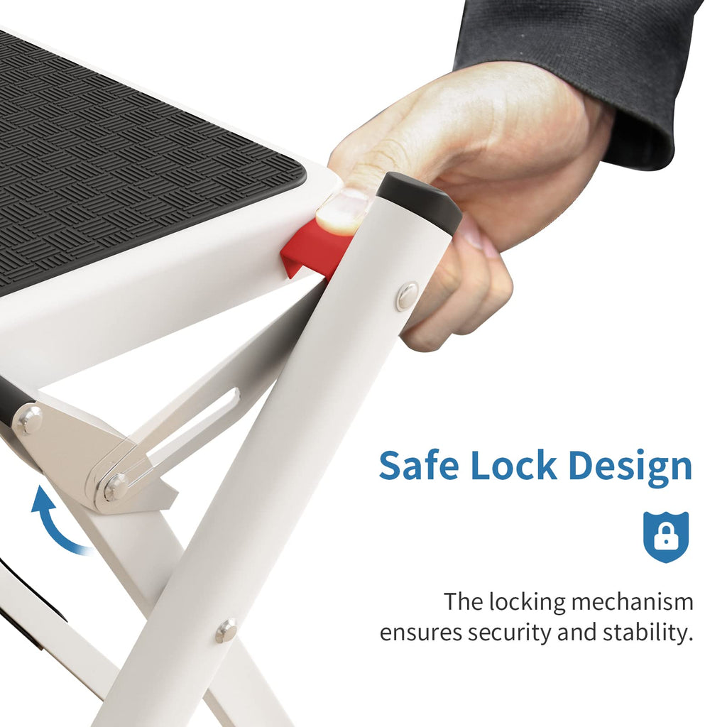 2 Step Folding Metal Step Stool with Anti-Slip Pedal A470