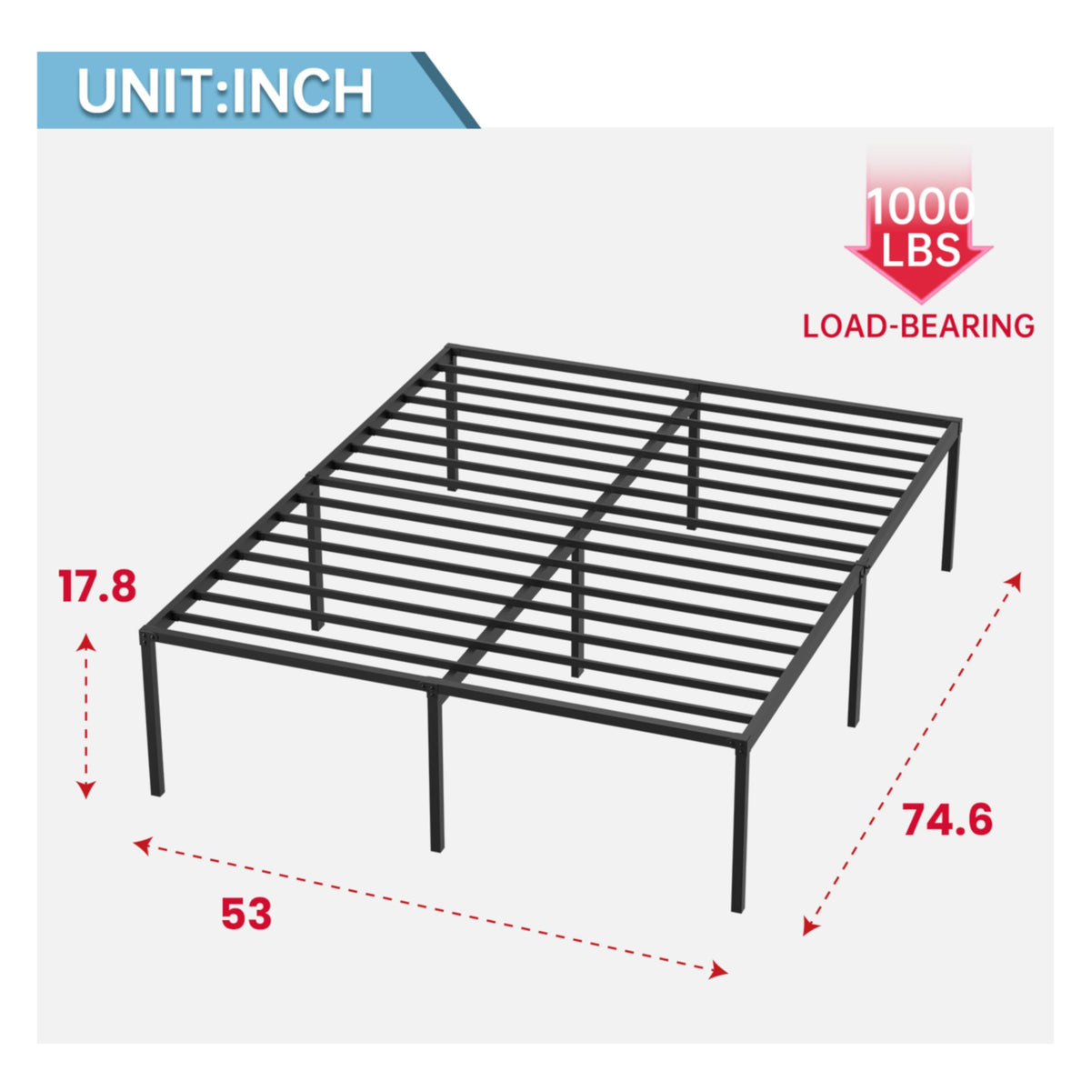 18 Inch Metal Full Bed Frame with Storage S330