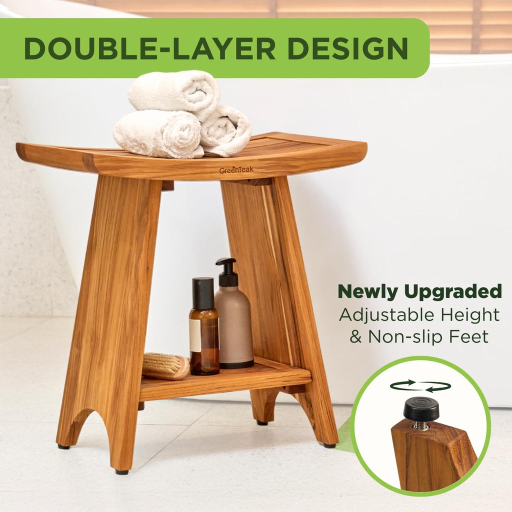 18" Teak 2-Tier Shower Bench H21580