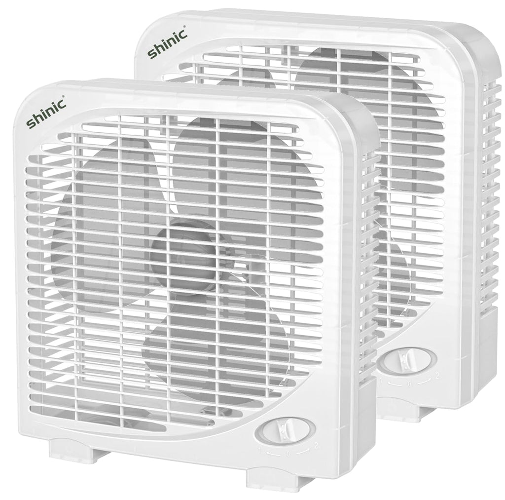 2 Packs 10" Tabletop Box Fan, 2 Speeds, White T3358