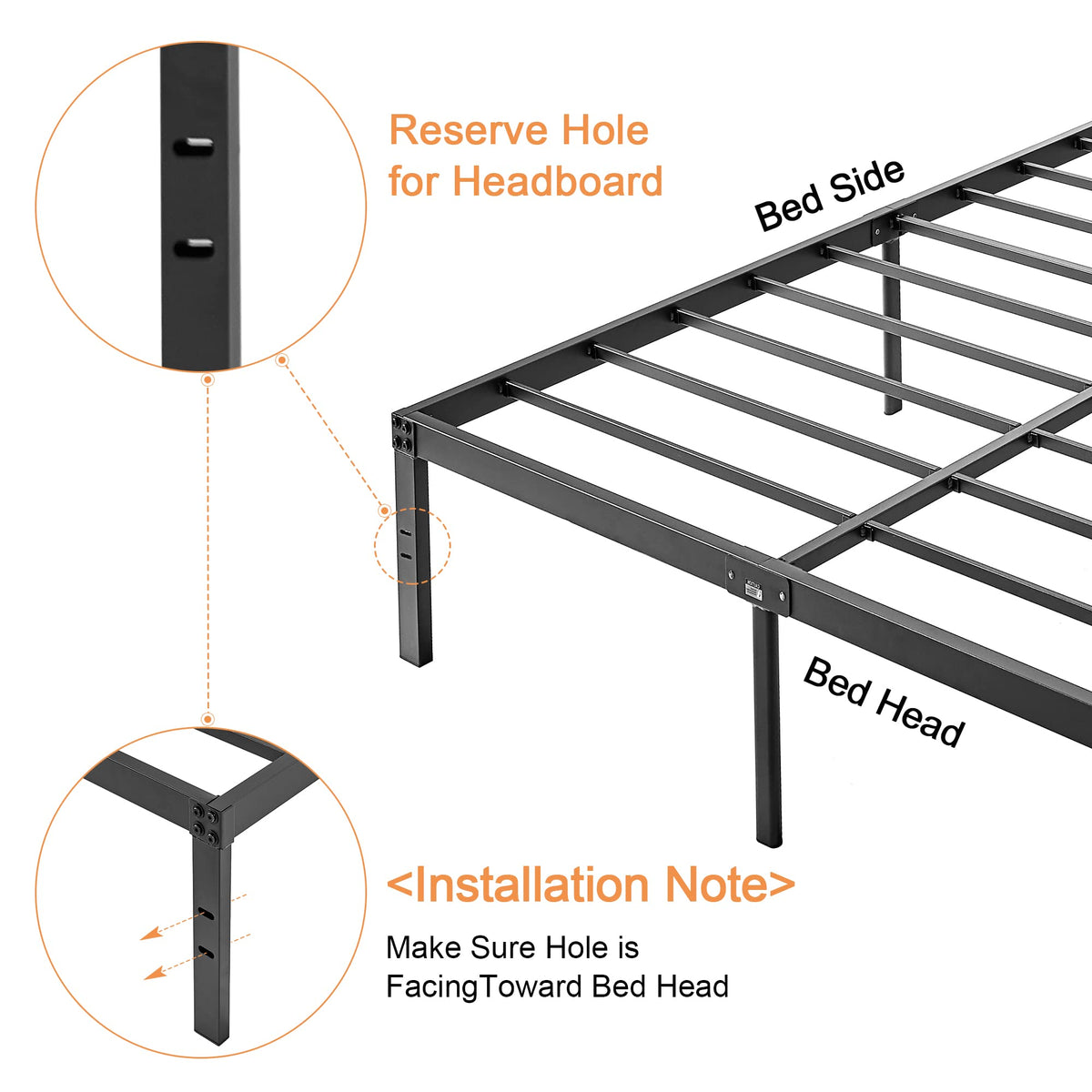Queen Size Metal Platform Bed Frame G753