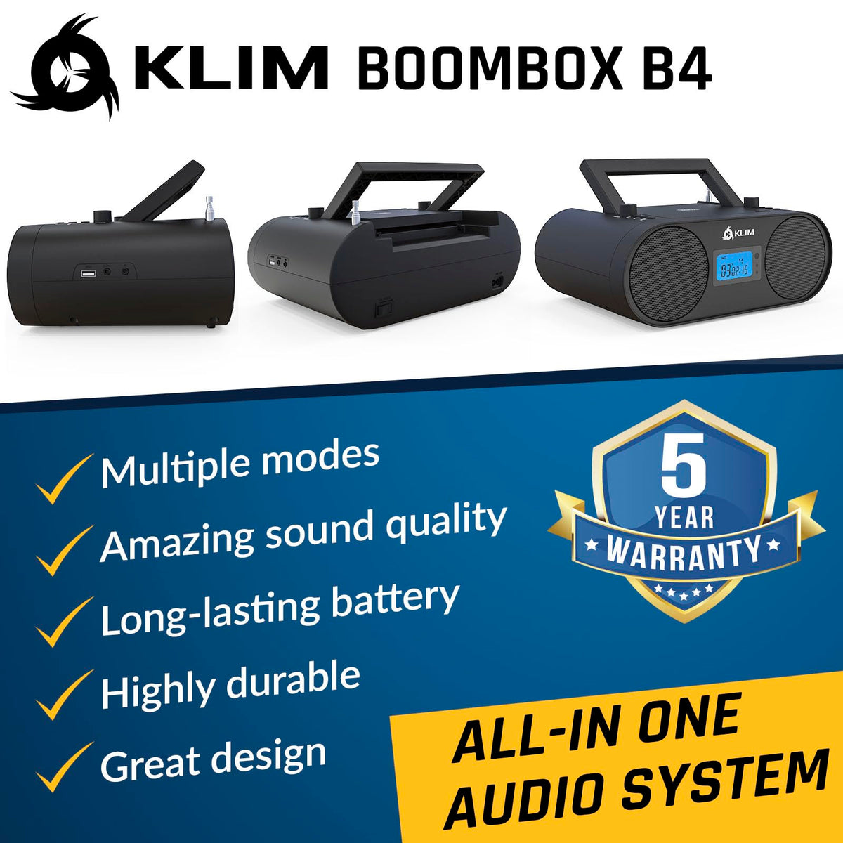 Portable CD Player Boombox with AM FM Radio and Bluetooth X62115