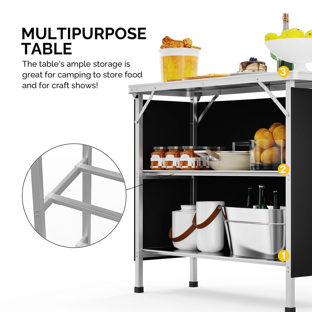 Aluminum 2-Tier Folding Camping Table with Carrying Bag N69260