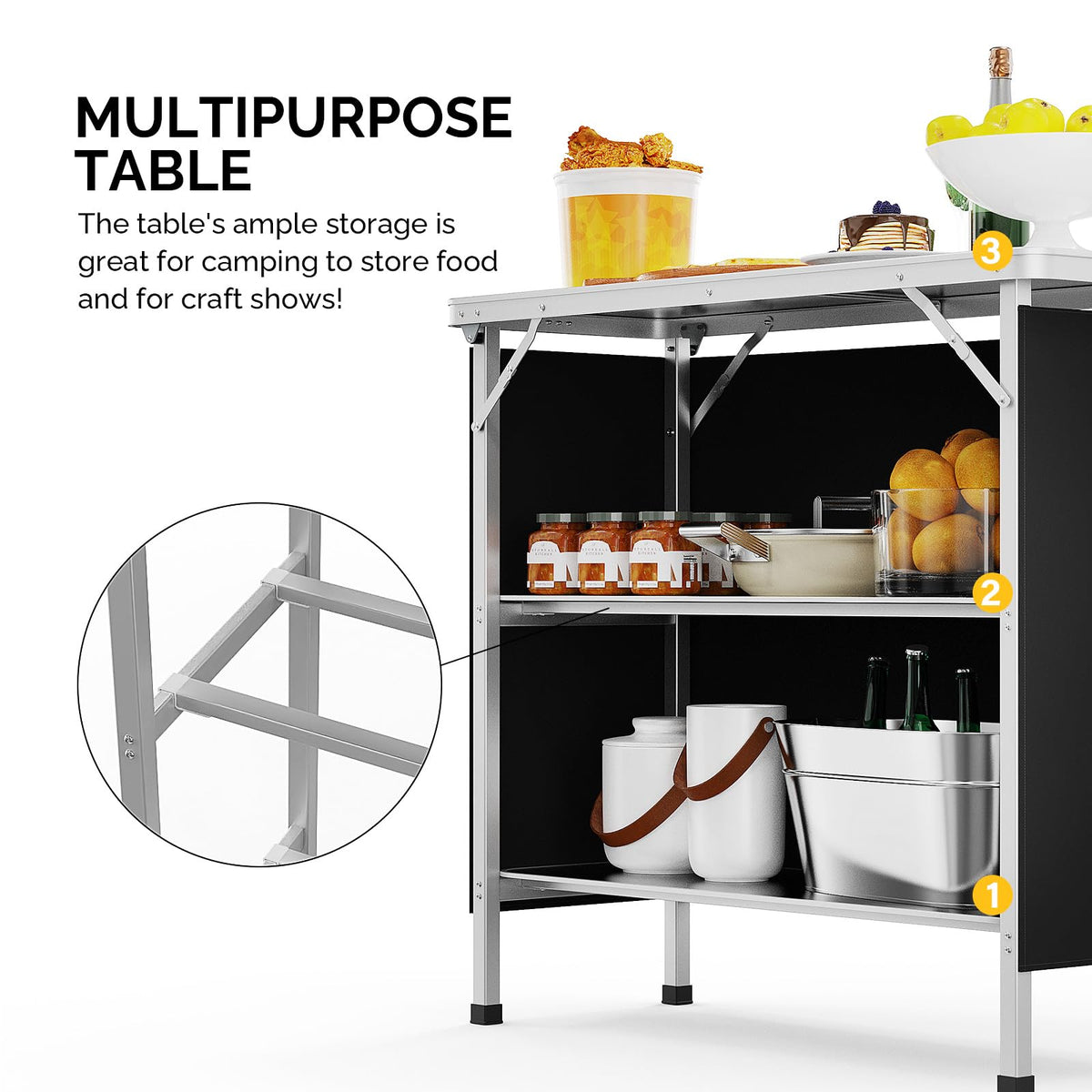 Aluminum 2-Tier Folding Camping Table with Carrying Bag N69260