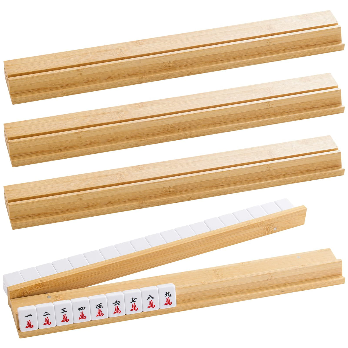 Bamboo Mahjong Racks with Magnetic Pushers U94109