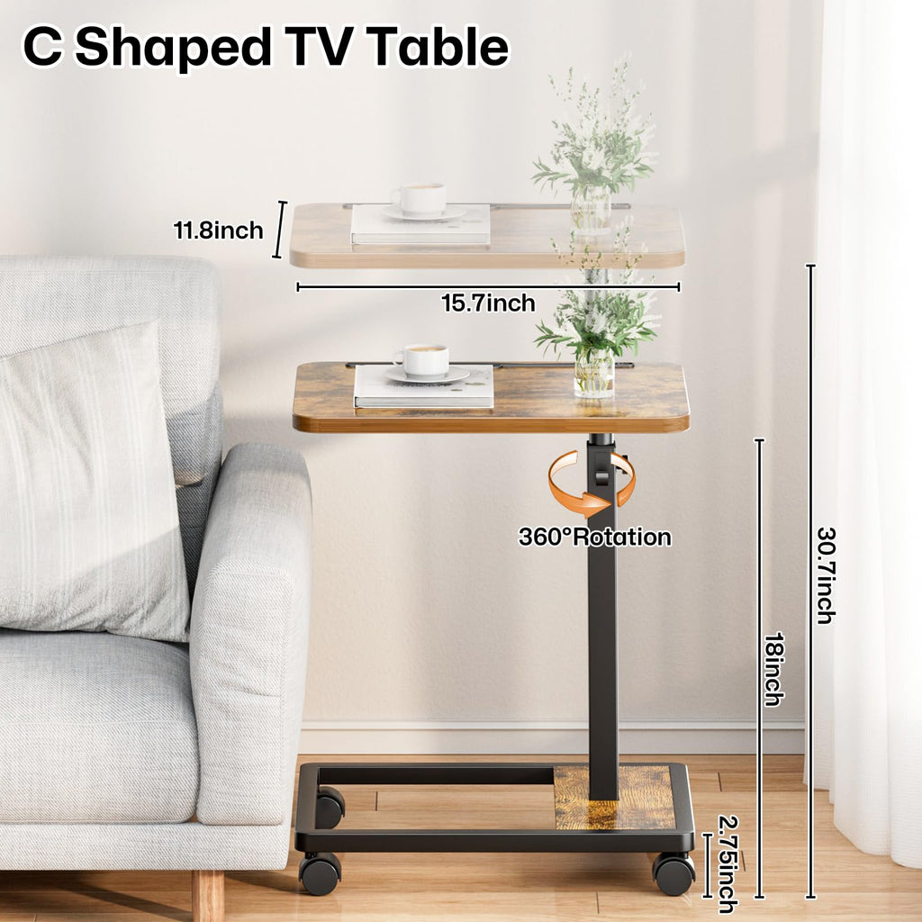 Adjustable TV Tray Table with Wheels P760