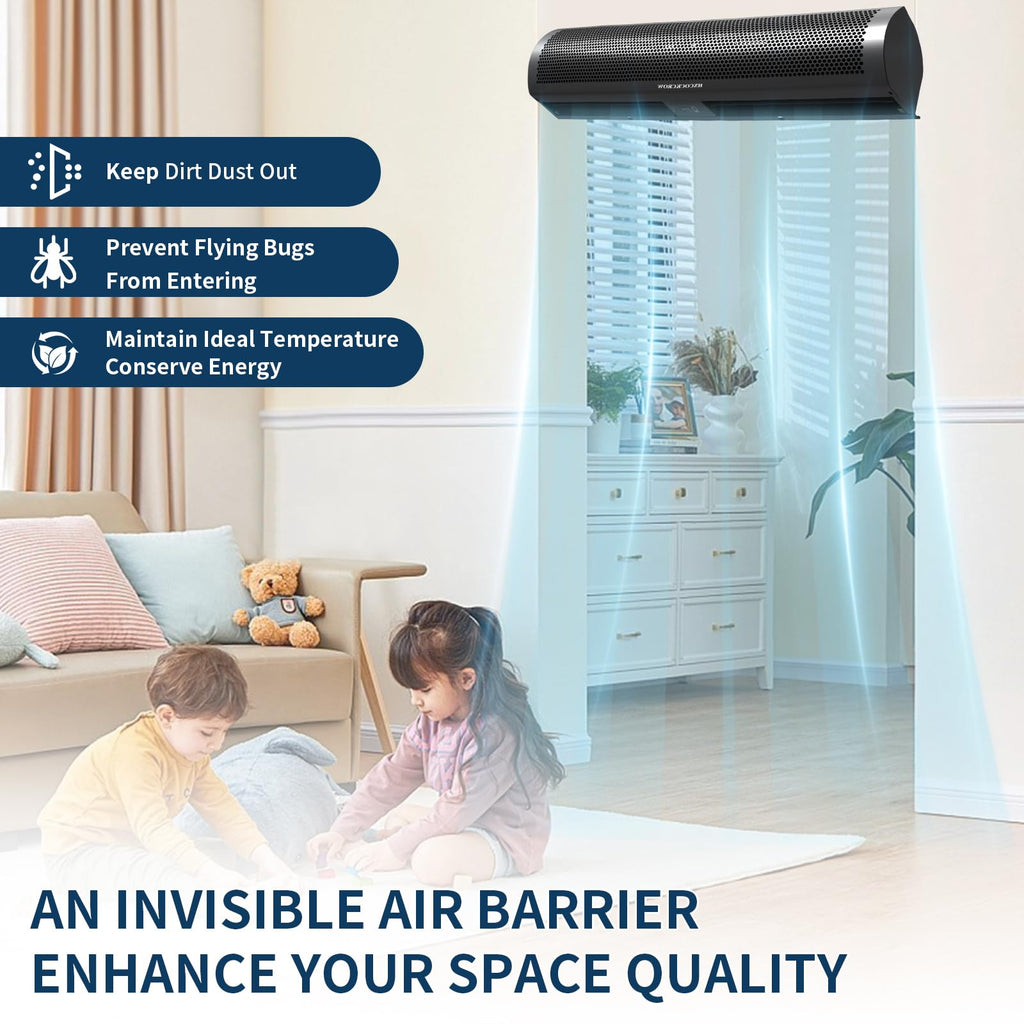 36 Inch Matte Black Wall Mounted Air Curtain A5701