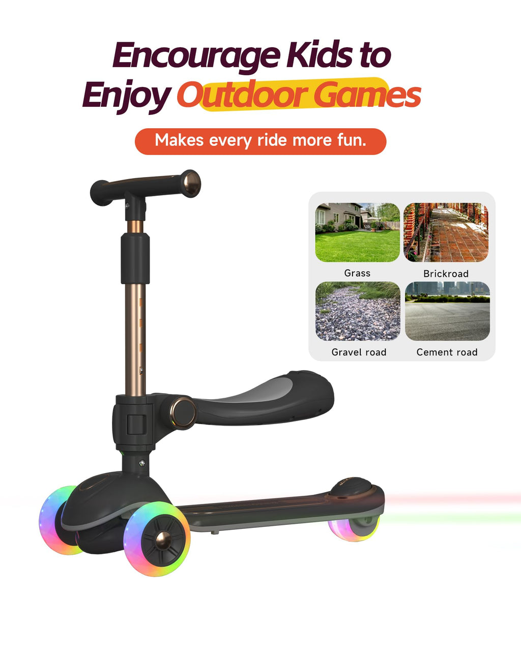 2-in-1 Toddler Scooter with Seat V716