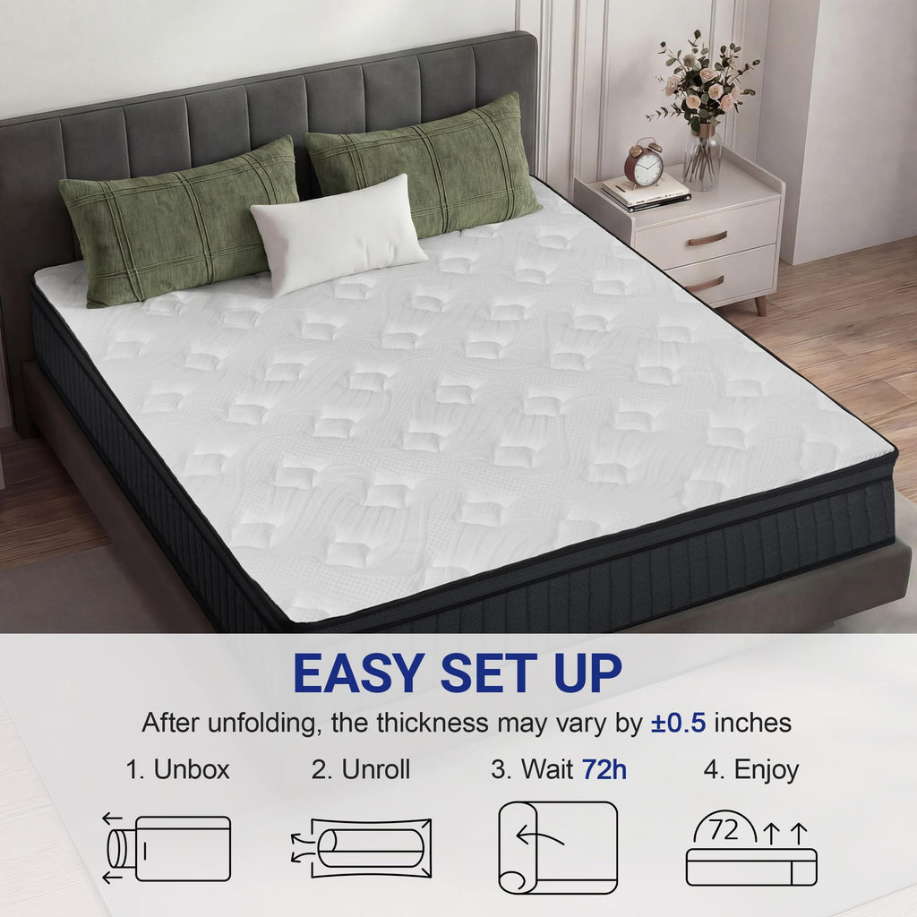Full 12 Inch Hybrid Mattress with Memory Foam E2393