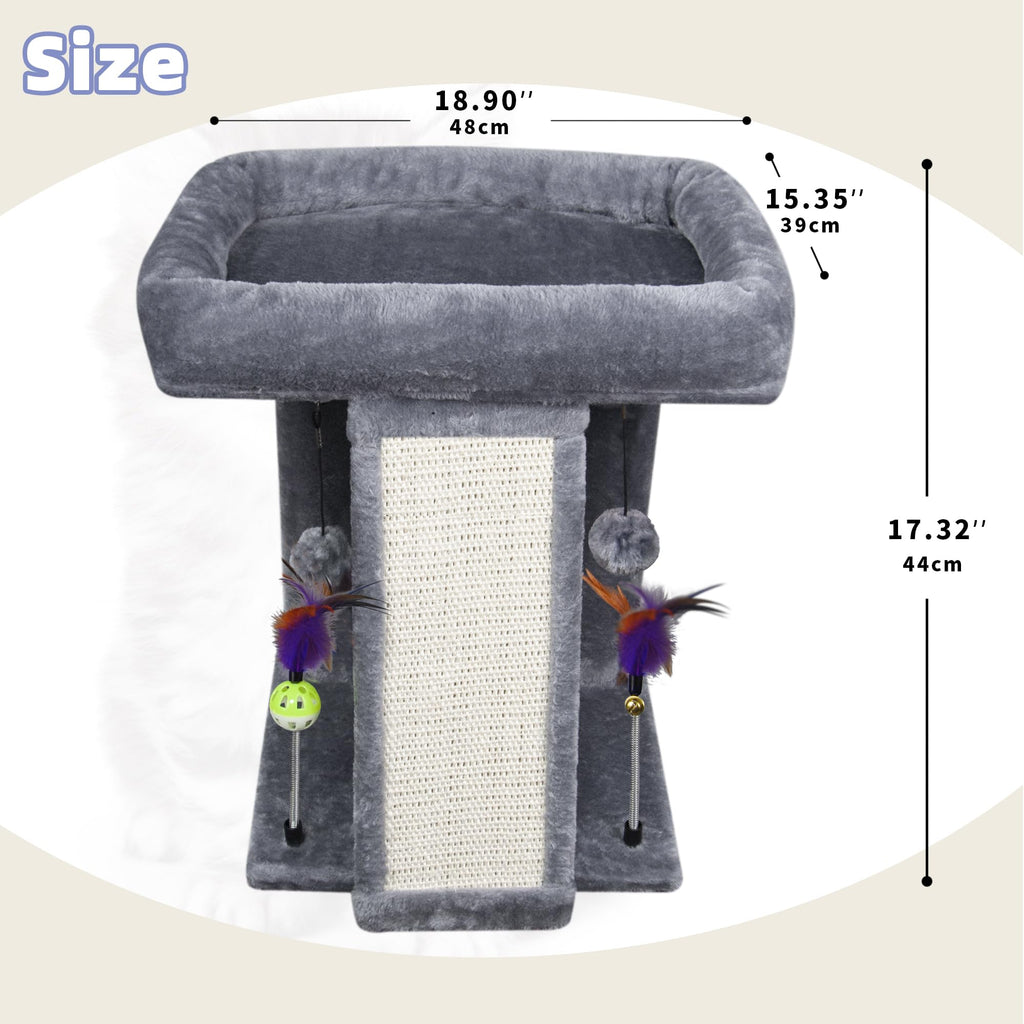 Grey Cat Tree Tower with Scratching Post F178