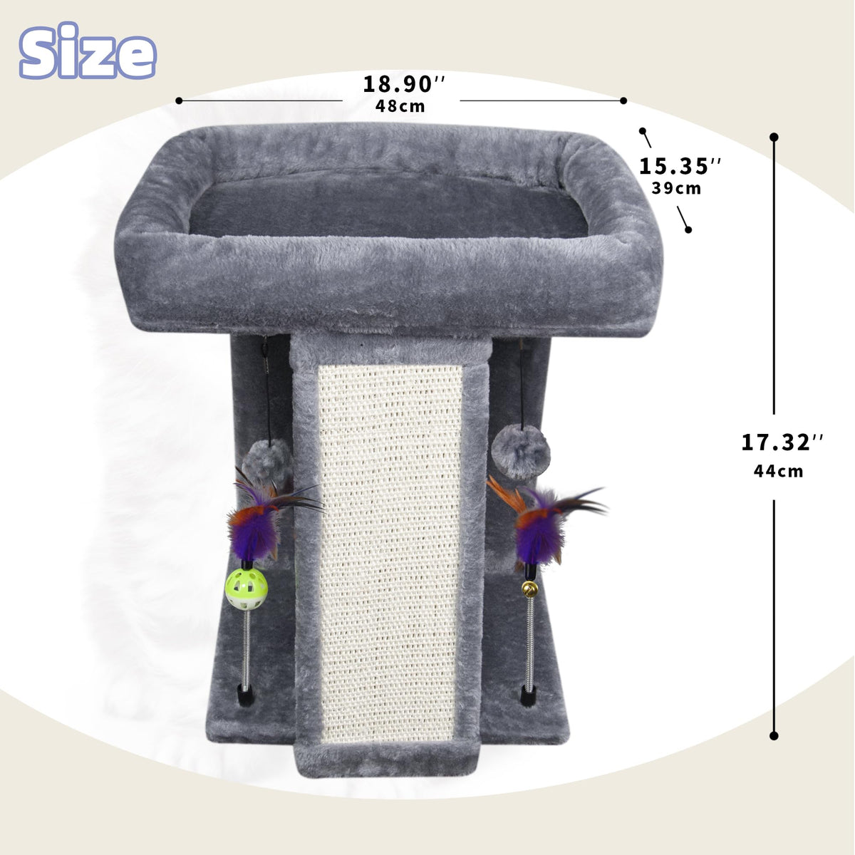 Grey Cat Tree Tower with Scratching Post F178