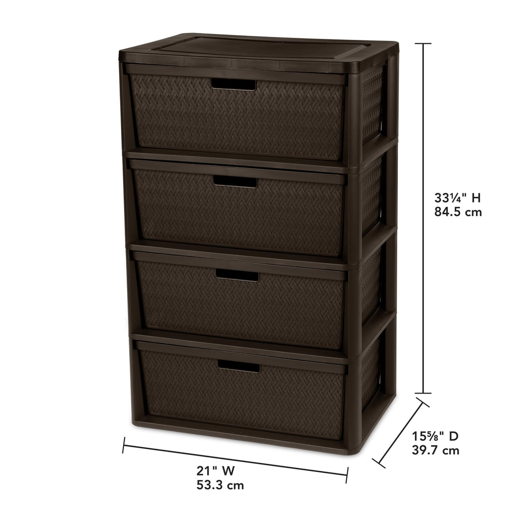 Brown 4 Drawer Plastic Storage Tower Q163