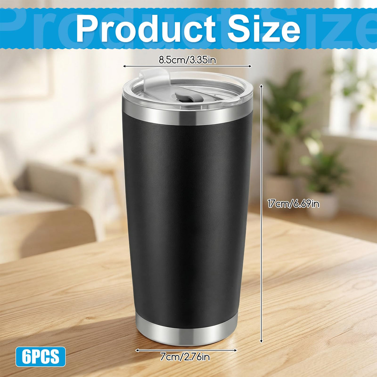 6 Pack 20oz Stainless Steel Insulated Tumbler with Lid K933510