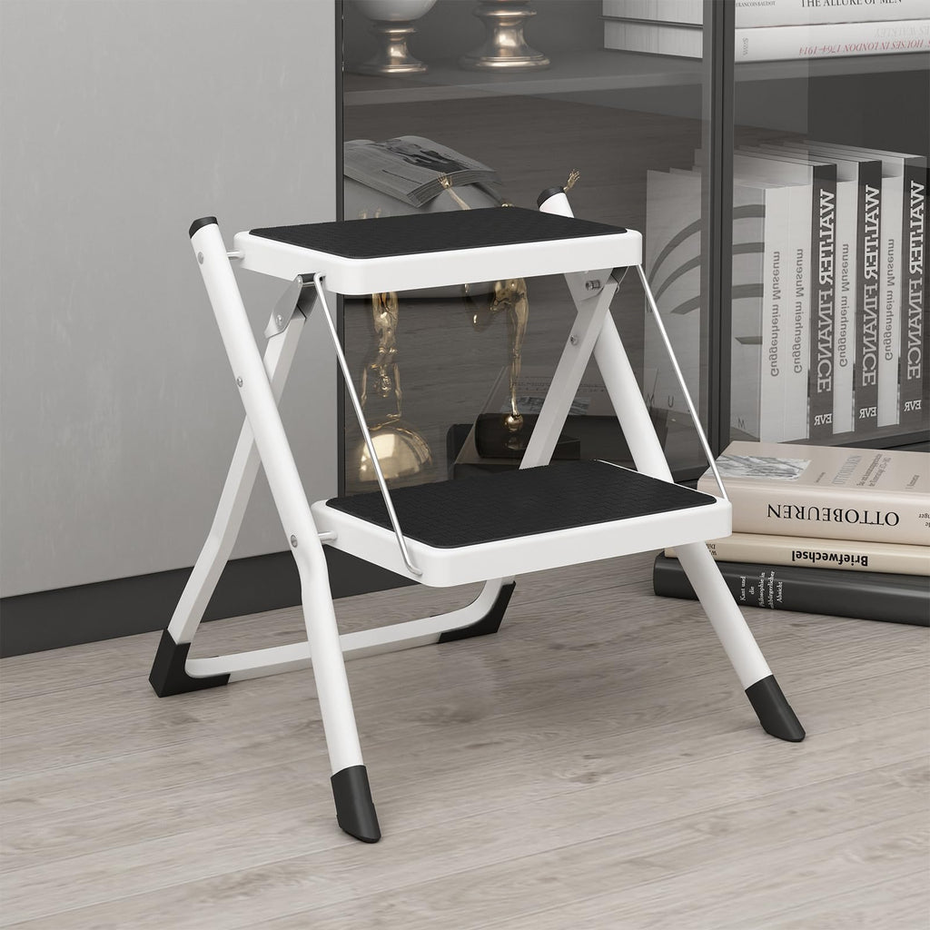 2 Step Folding Metal Step Stool with Anti-Slip Pedal A470