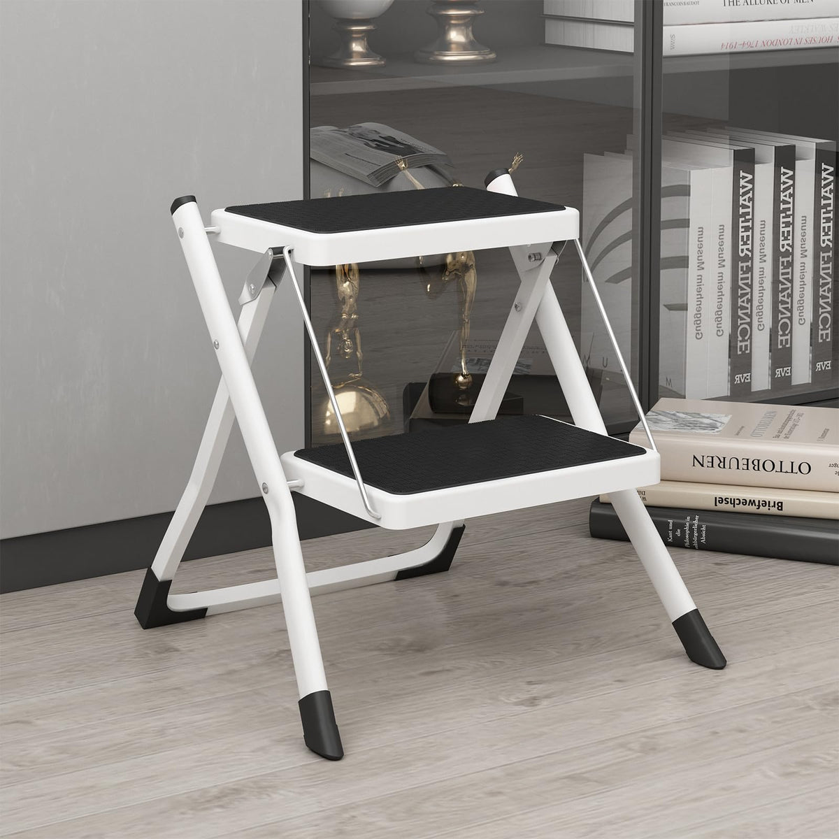 2 Step Folding Metal Step Stool with Anti-Slip Pedal A470