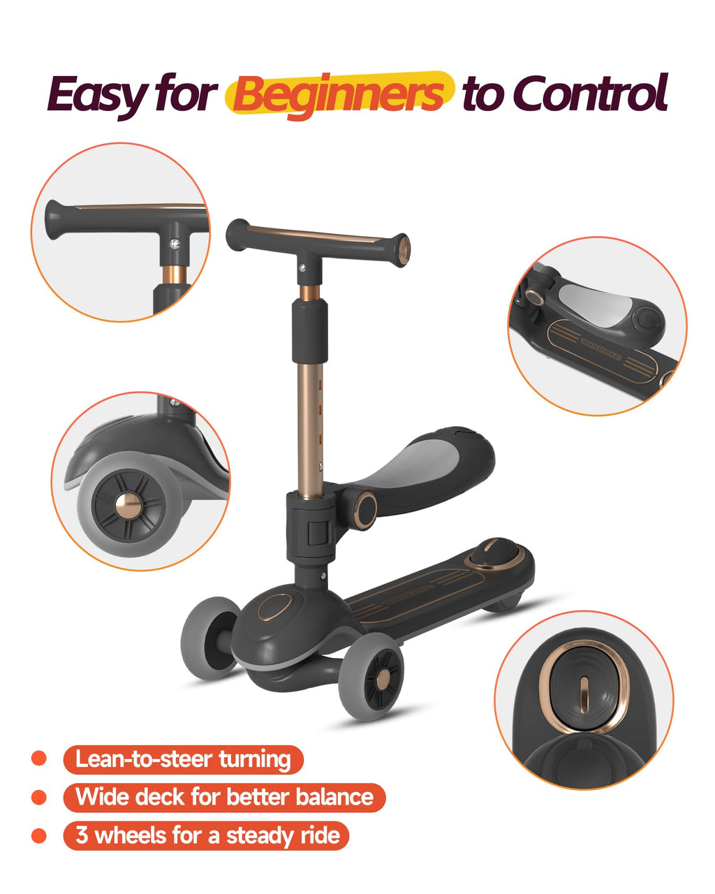 2-in-1 Toddler Scooter with Seat V716