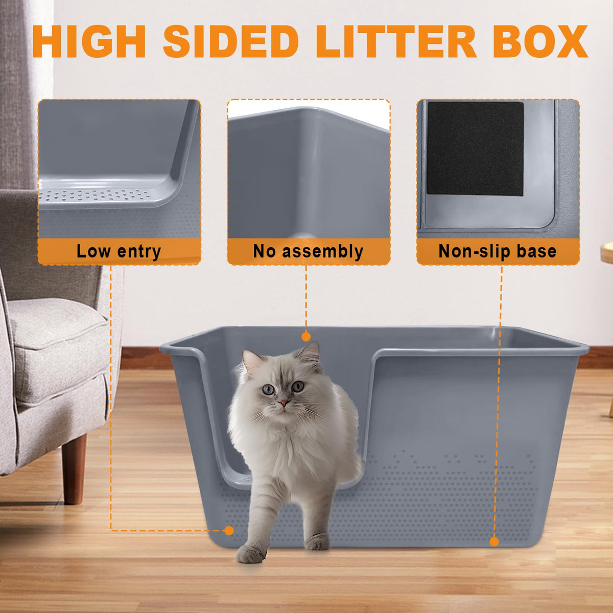XL High Sides Cat Litter Box N8226