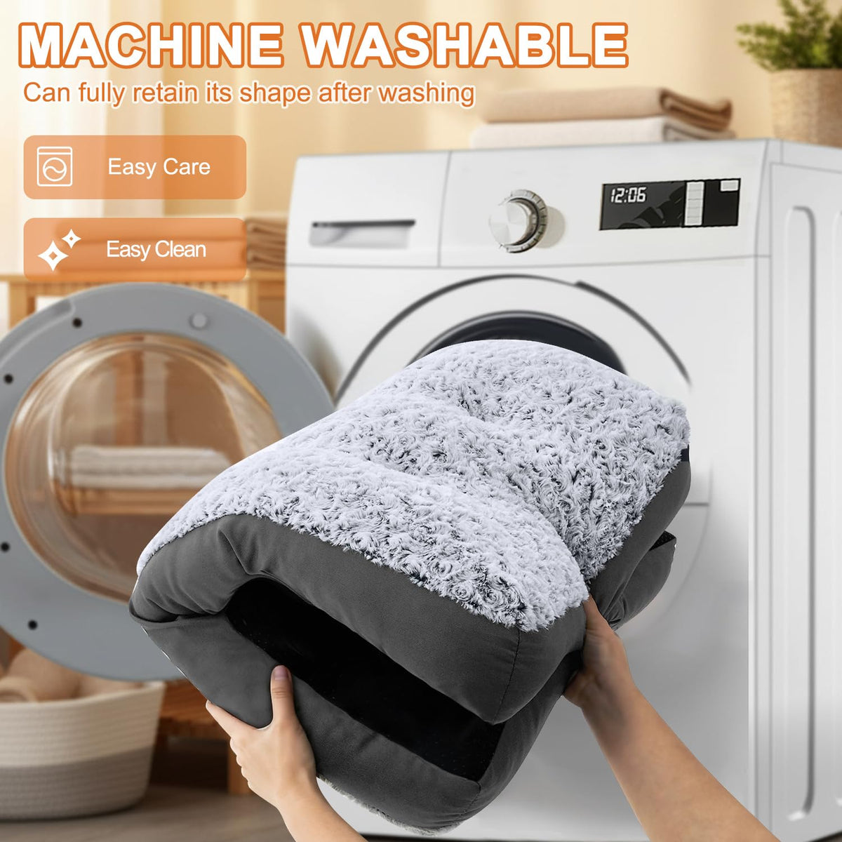 Washable Dog Bed 35 Inch Grey J351