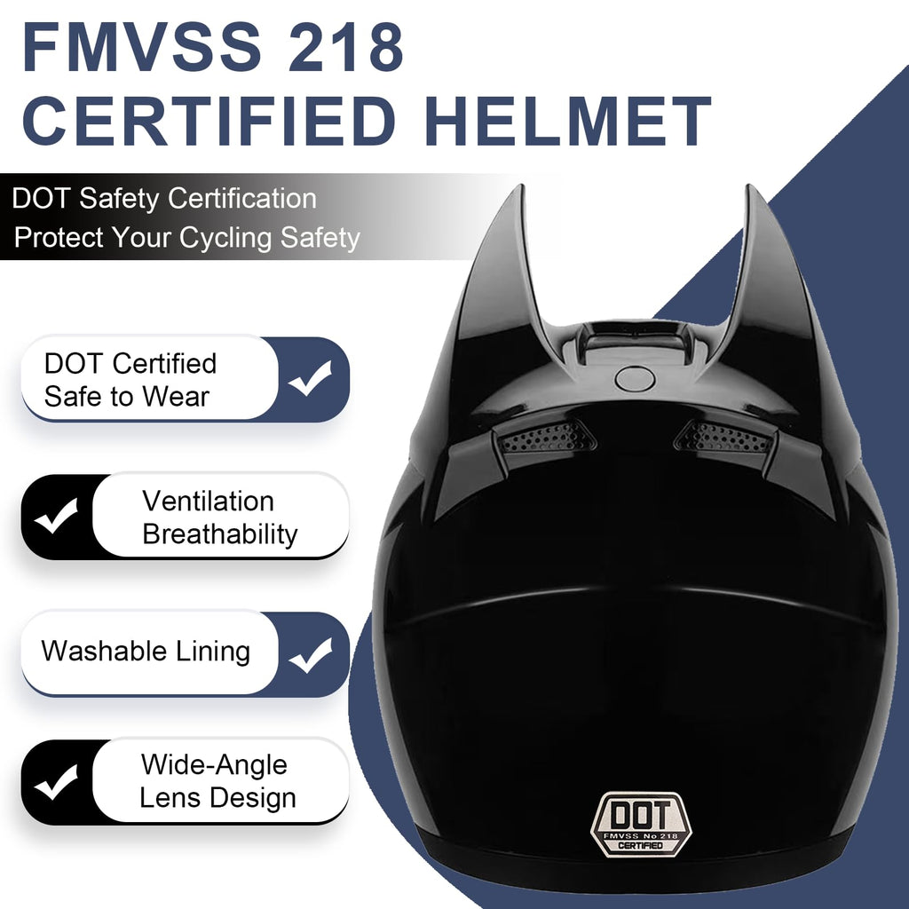 Full Face Flip up Motorcycle Helmet DOT Certified Bright Black T930
