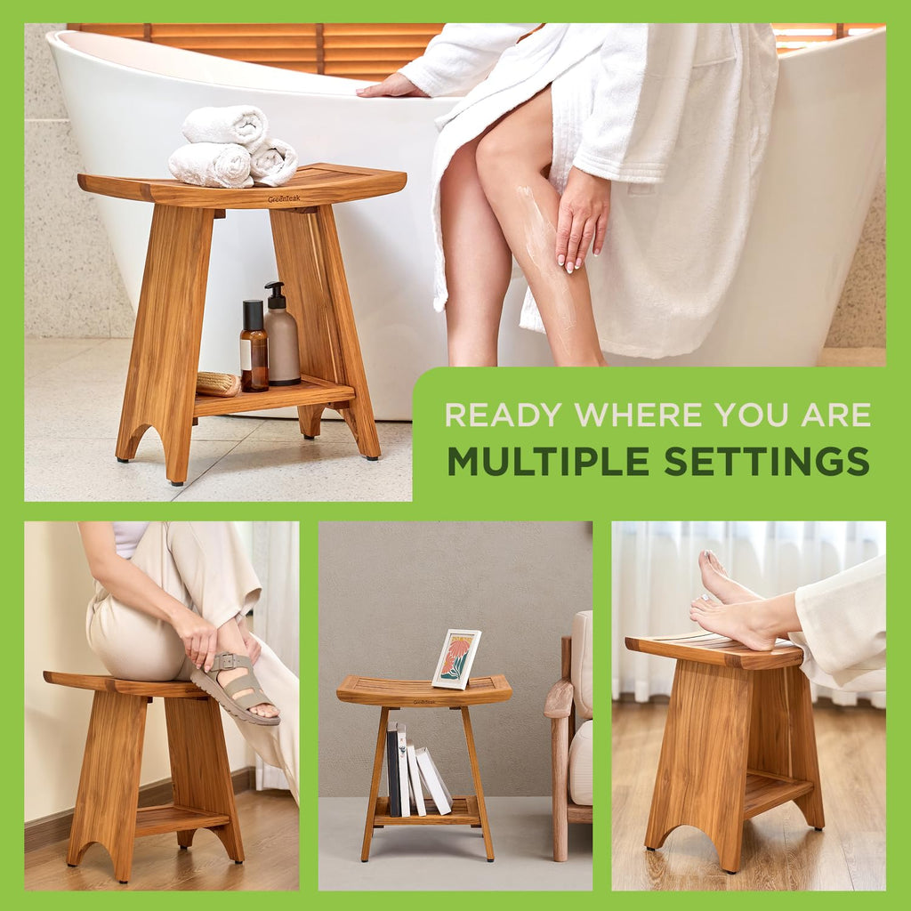 18" Teak 2-Tier Shower Bench H21580