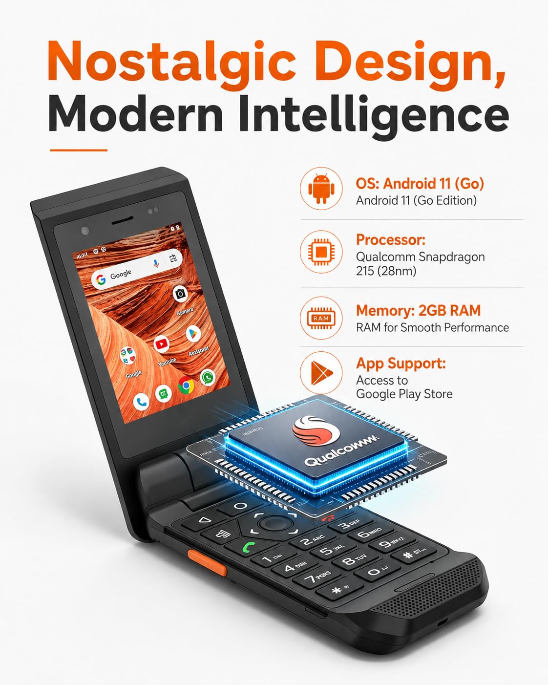 16GB Rugged Touchscreen Android 11 IP68 Water Resistant 4G LTE Flip Phone R322632
