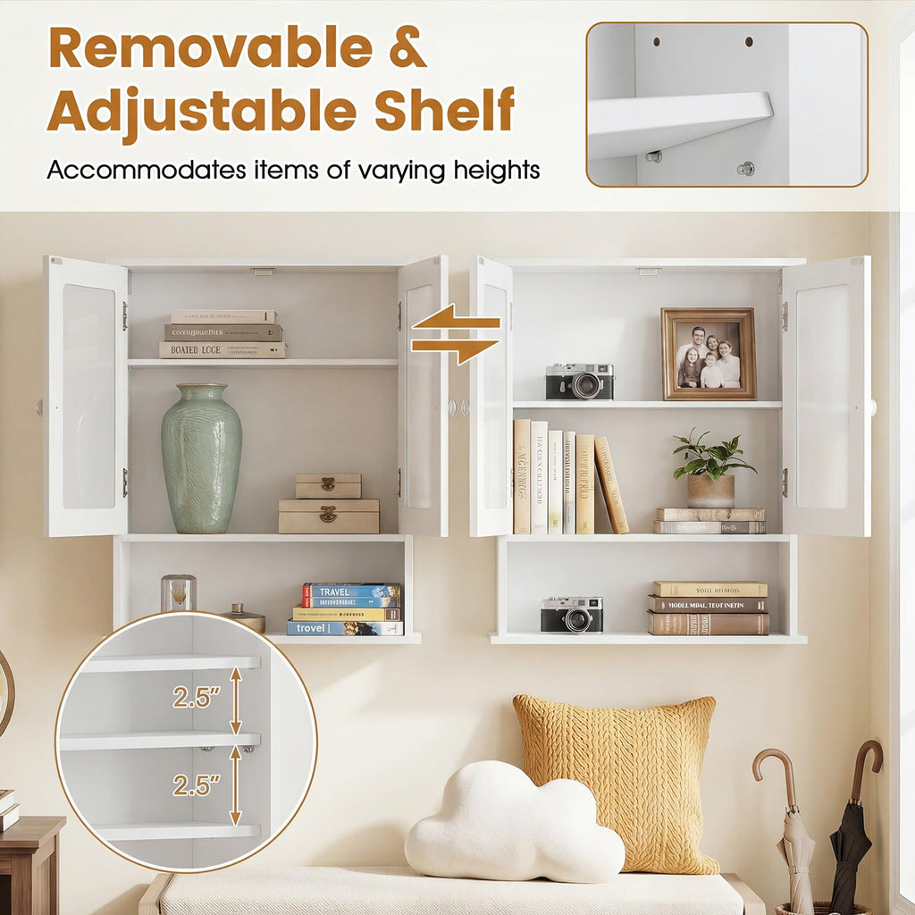 Wall Mounted Mirror Medicine Cabinet with Doors and Shelves F5744
