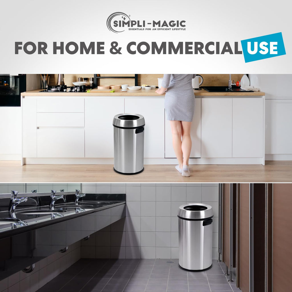 65 Liter Open Top Stainless Steel Trash Can S480172
