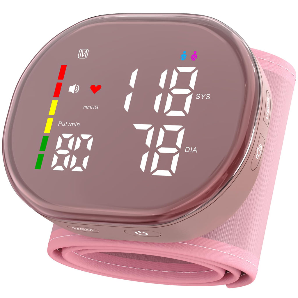 Pink Rechargeable Wrist Blood Pressure Monitor H963369