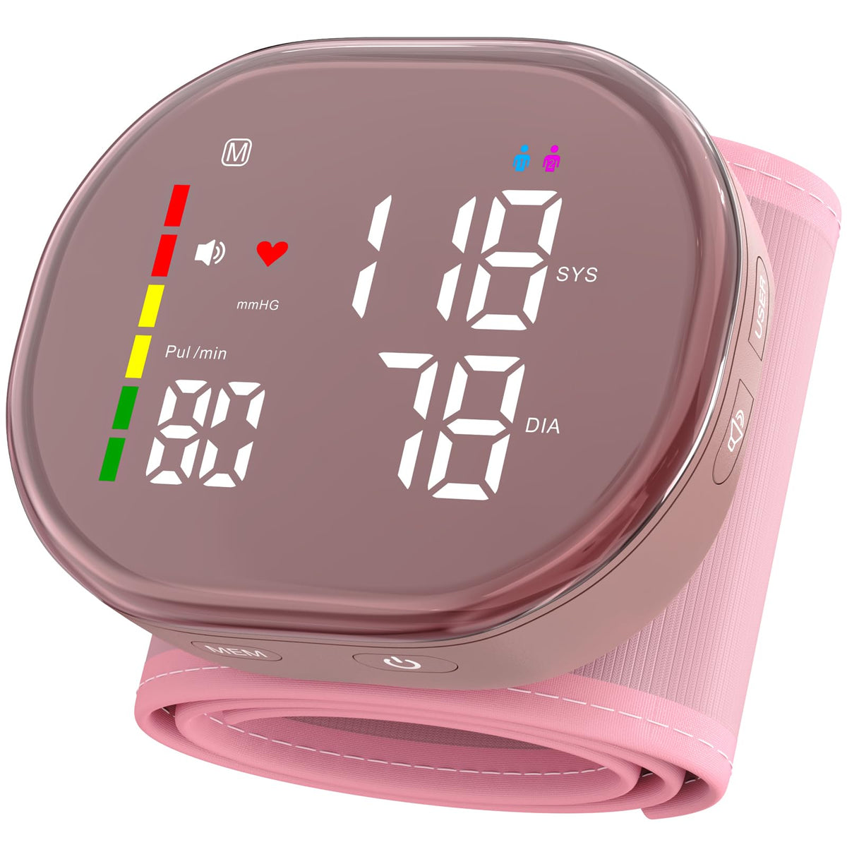 Pink Rechargeable Wrist Blood Pressure Monitor H963369