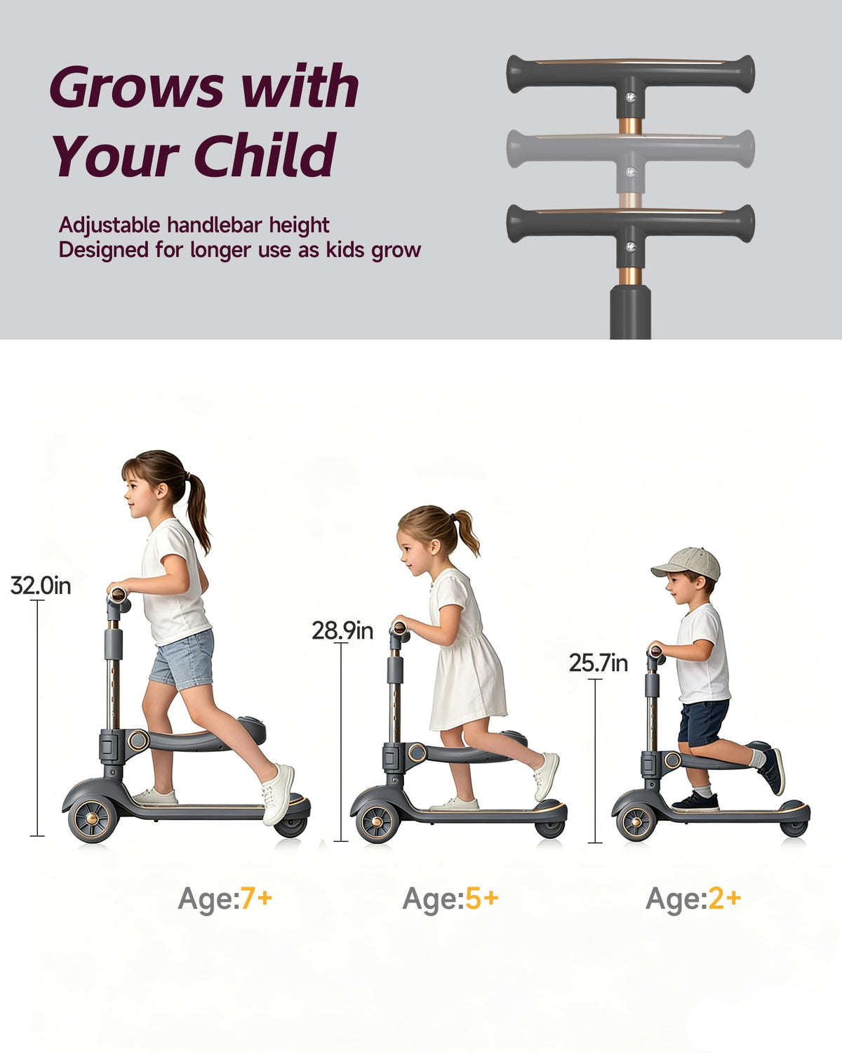2-in-1 Toddler Scooter with Seat V716