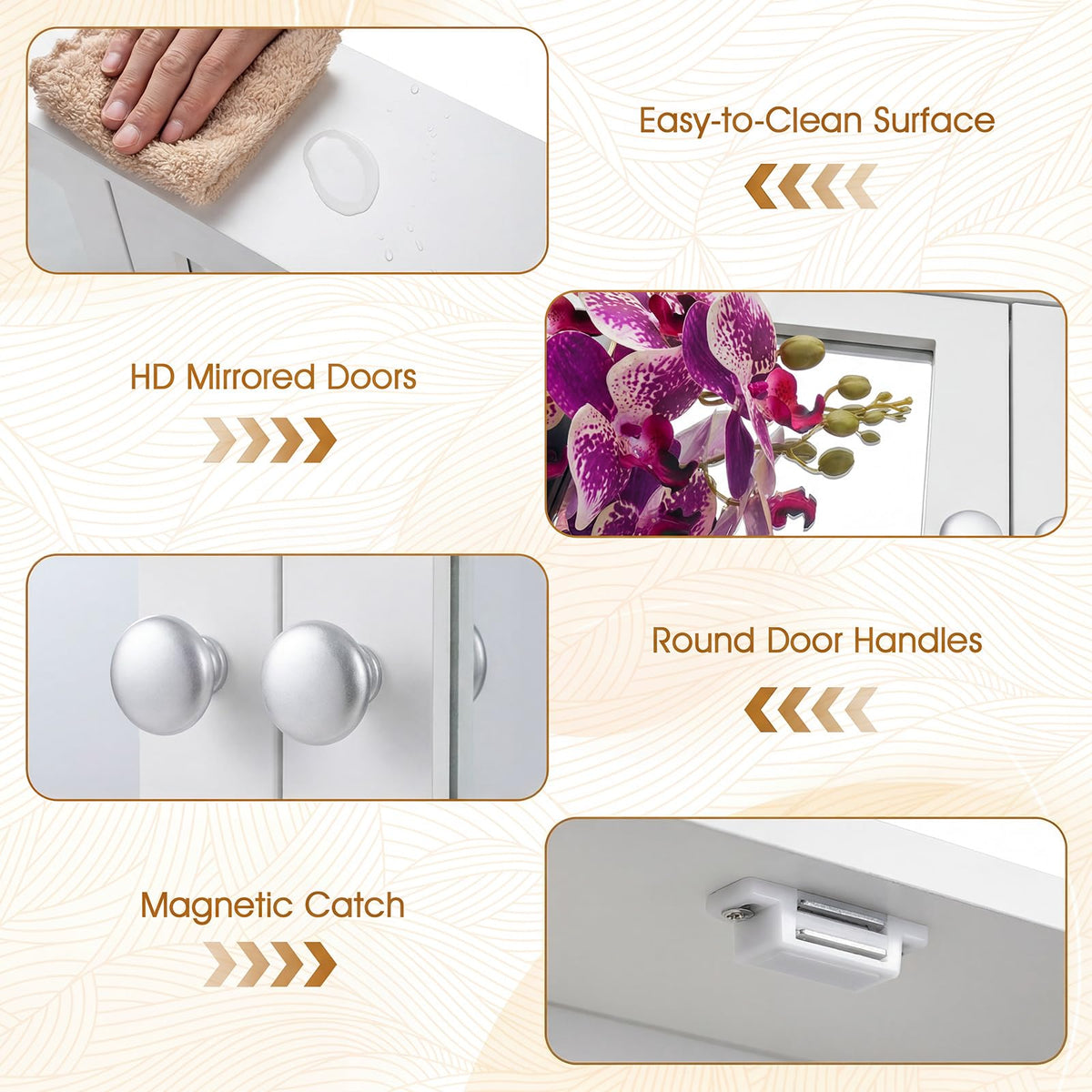 Wall Mounted Mirror Medicine Cabinet with Doors and Shelves F5744