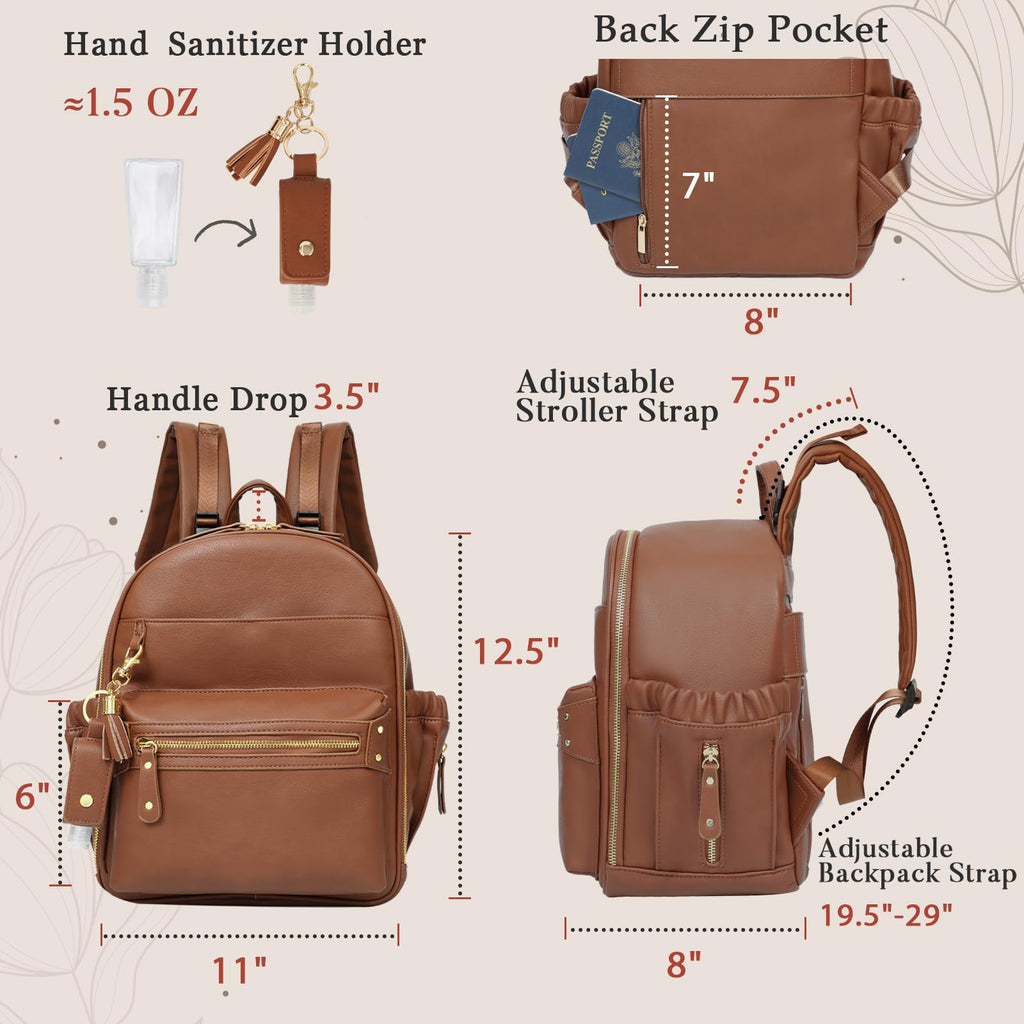 Leather Diaper Bag Tote with Mini Backpack Y4330