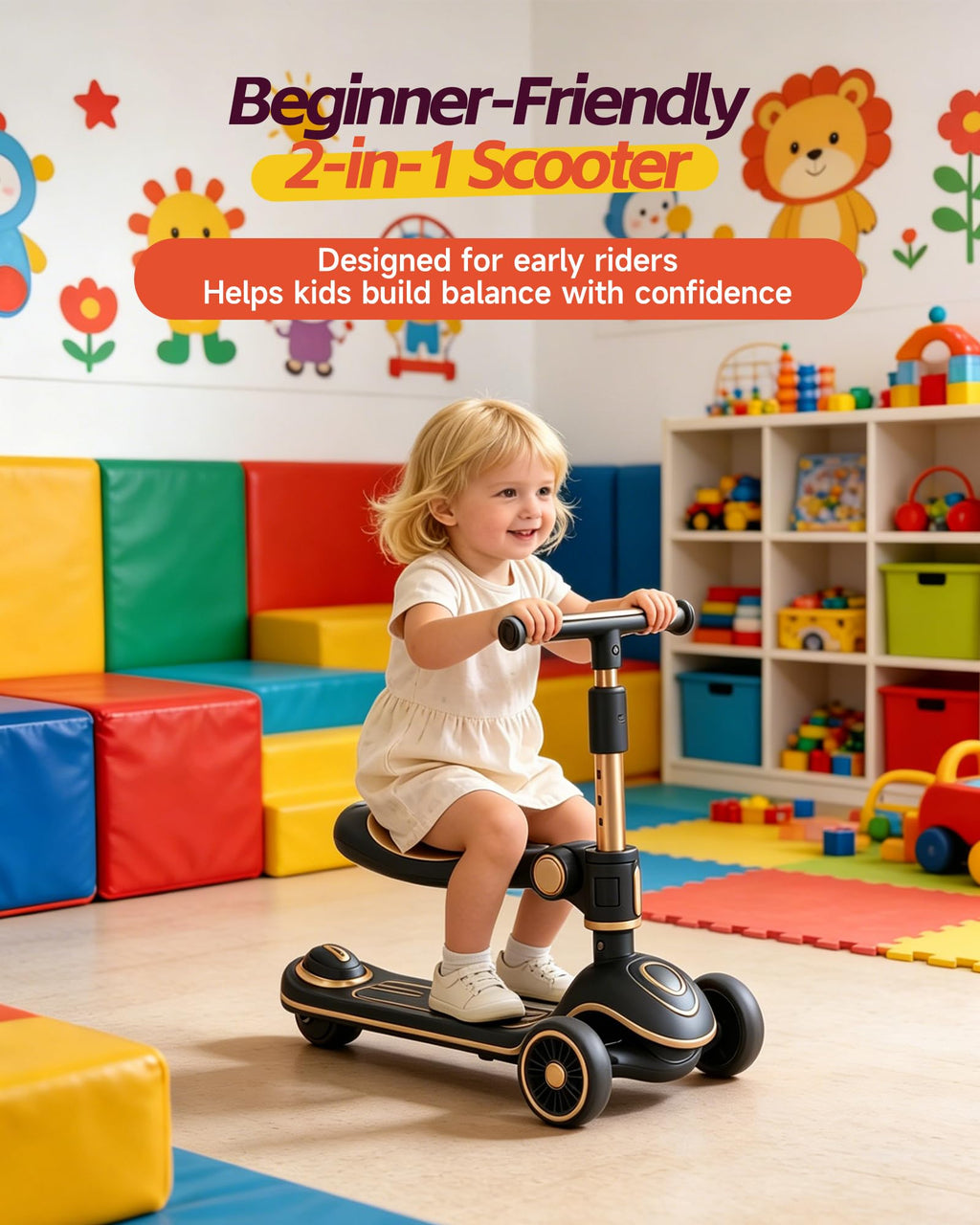2-in-1 Toddler Scooter with Seat V716