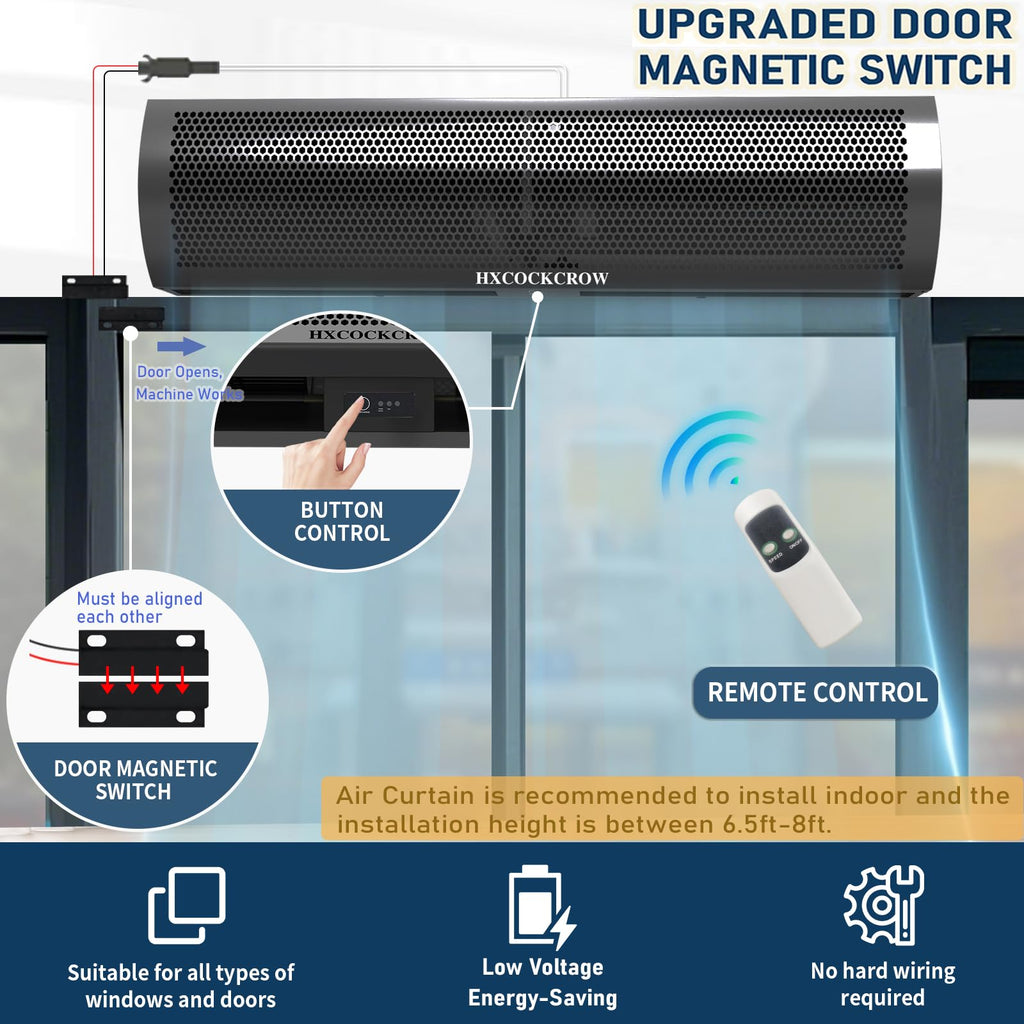 36 Inch Matte Black Wall Mounted Air Curtain A5701