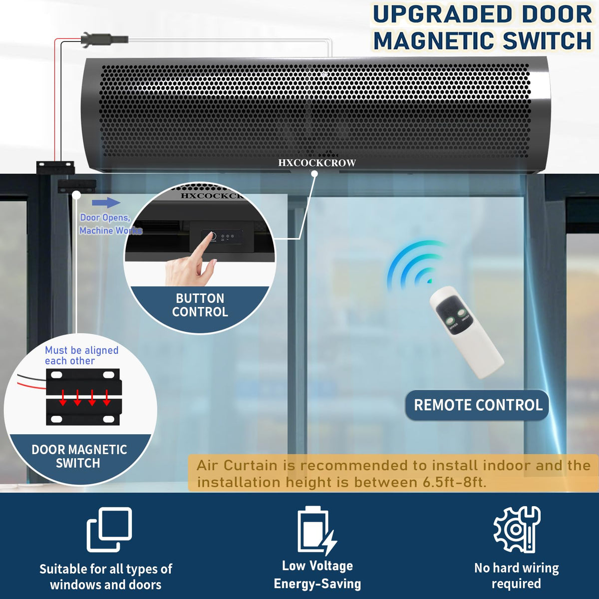 36 Inch Matte Black Wall Mounted Air Curtain A5701