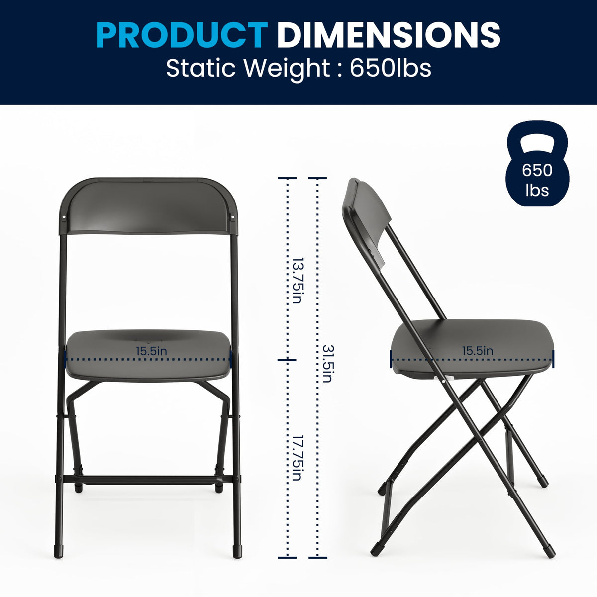 Black Plastic Folding Event Chair 10-Pack Y897040