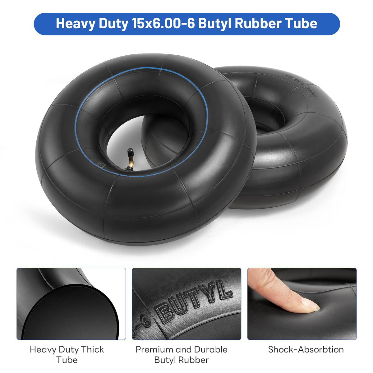 15x6.00-6 Butyl Inner Tubes with TR-87 Bent Valve Stem 2 Pcs R213
