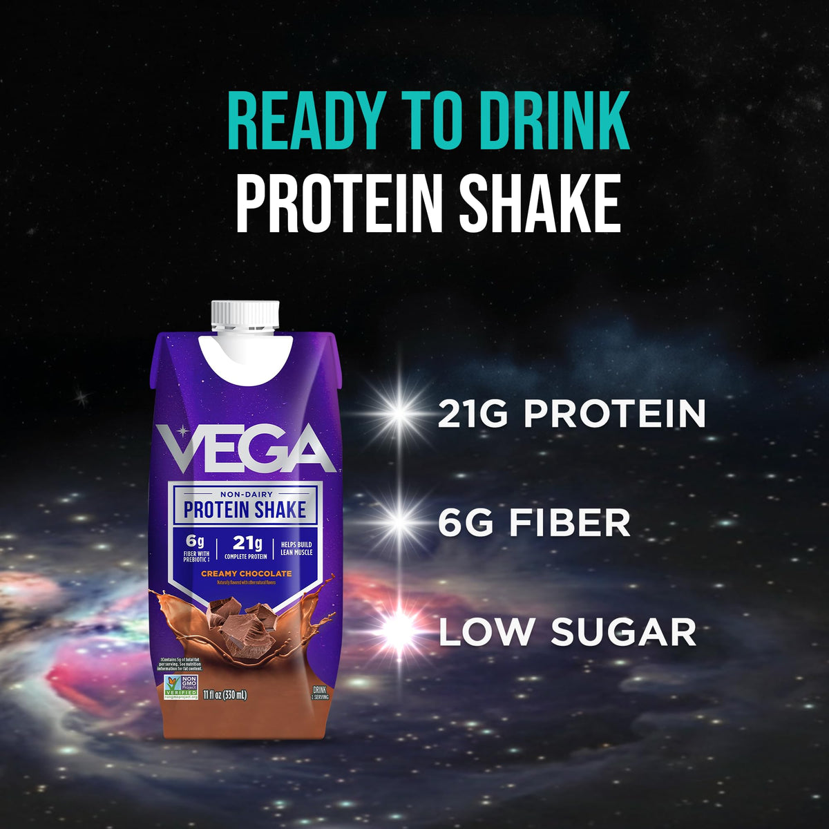 Creamy Chocolate Vegan Protein Shake 21g 330ml 12 Pack K484