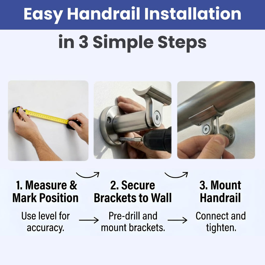 6FT Aluminum Handrail Kit Matte Black E532128