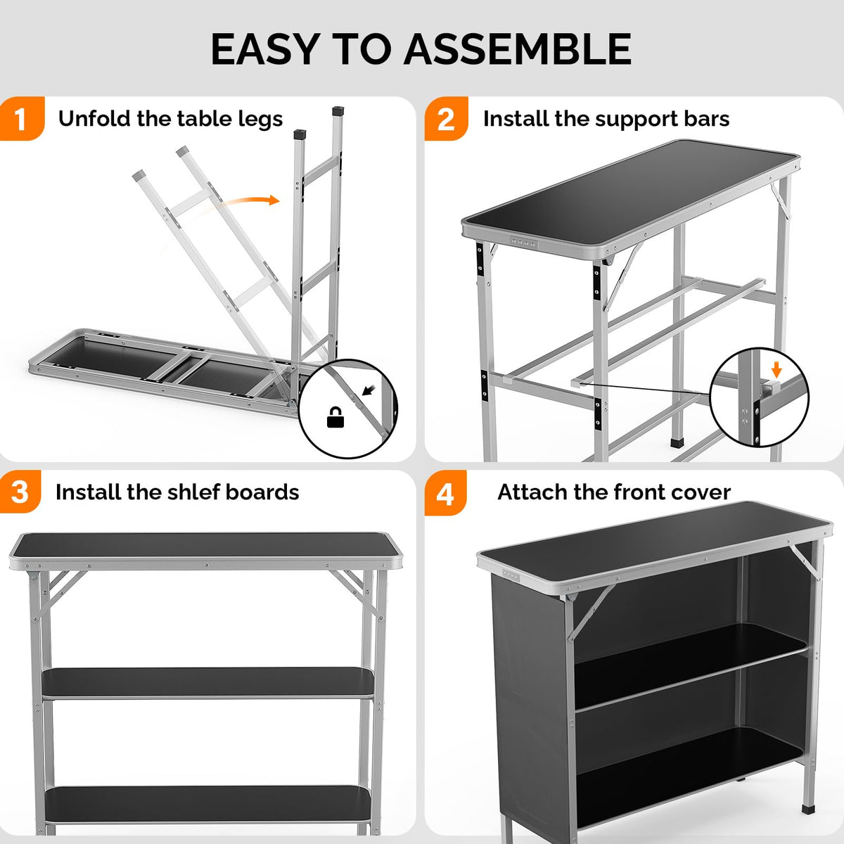 Aluminum 2-Tier Folding Camping Table with Carrying Bag N69260