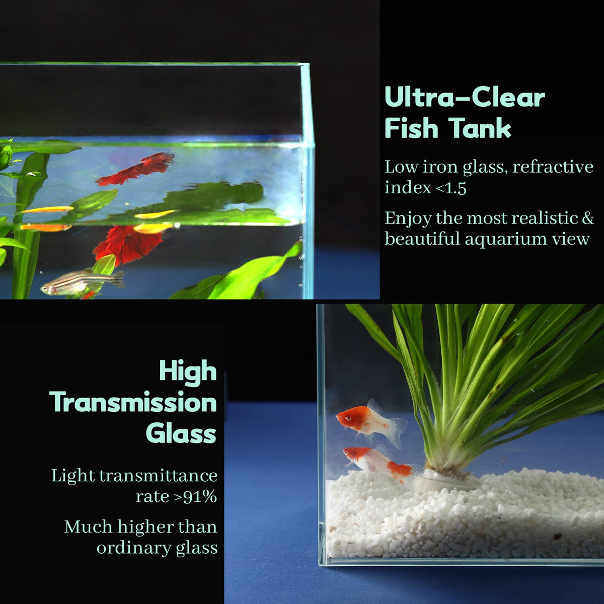 10 Gallon Ultra Clear Rimless Low Iron Glass Fish Tank C353924