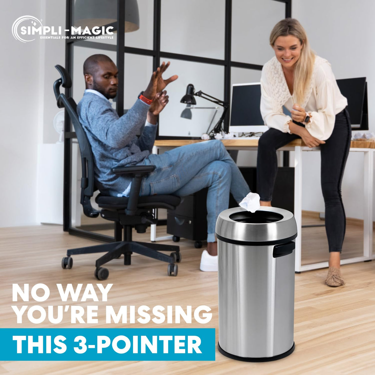 65 Liter Open Top Stainless Steel Trash Can S480172