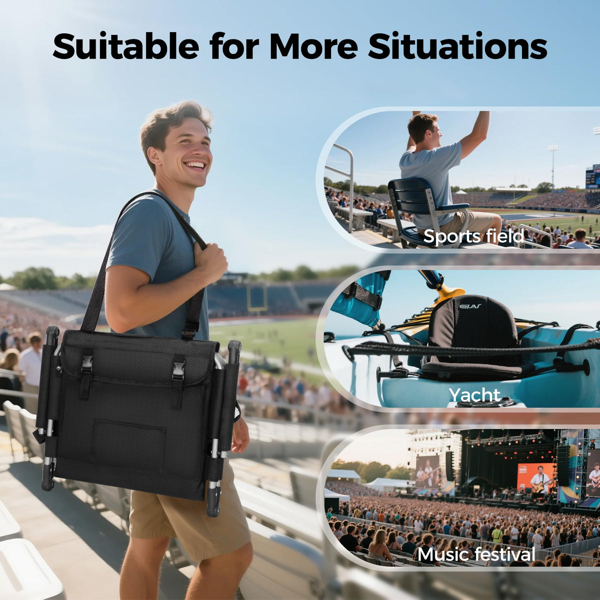 Extra Wide Padded Stadium Seats with Back Support V866