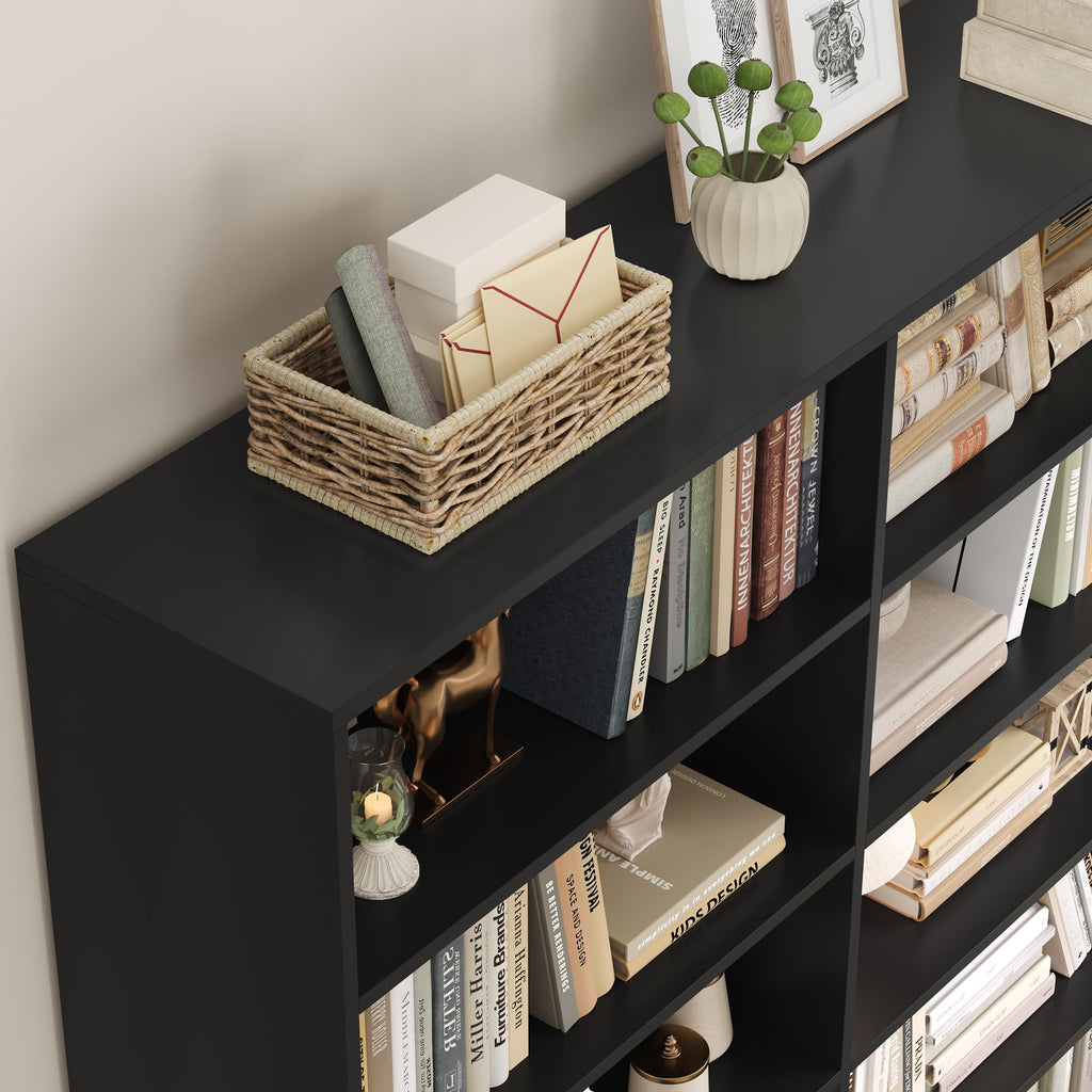 83.7" Tall 7-Tier Double Black Bookshelf and Bookcase A72626